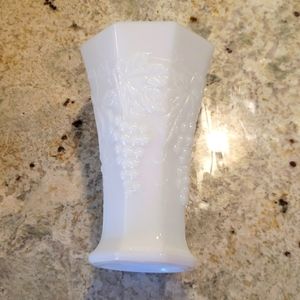 Vintage Milk Glass Grape Pattern Vase